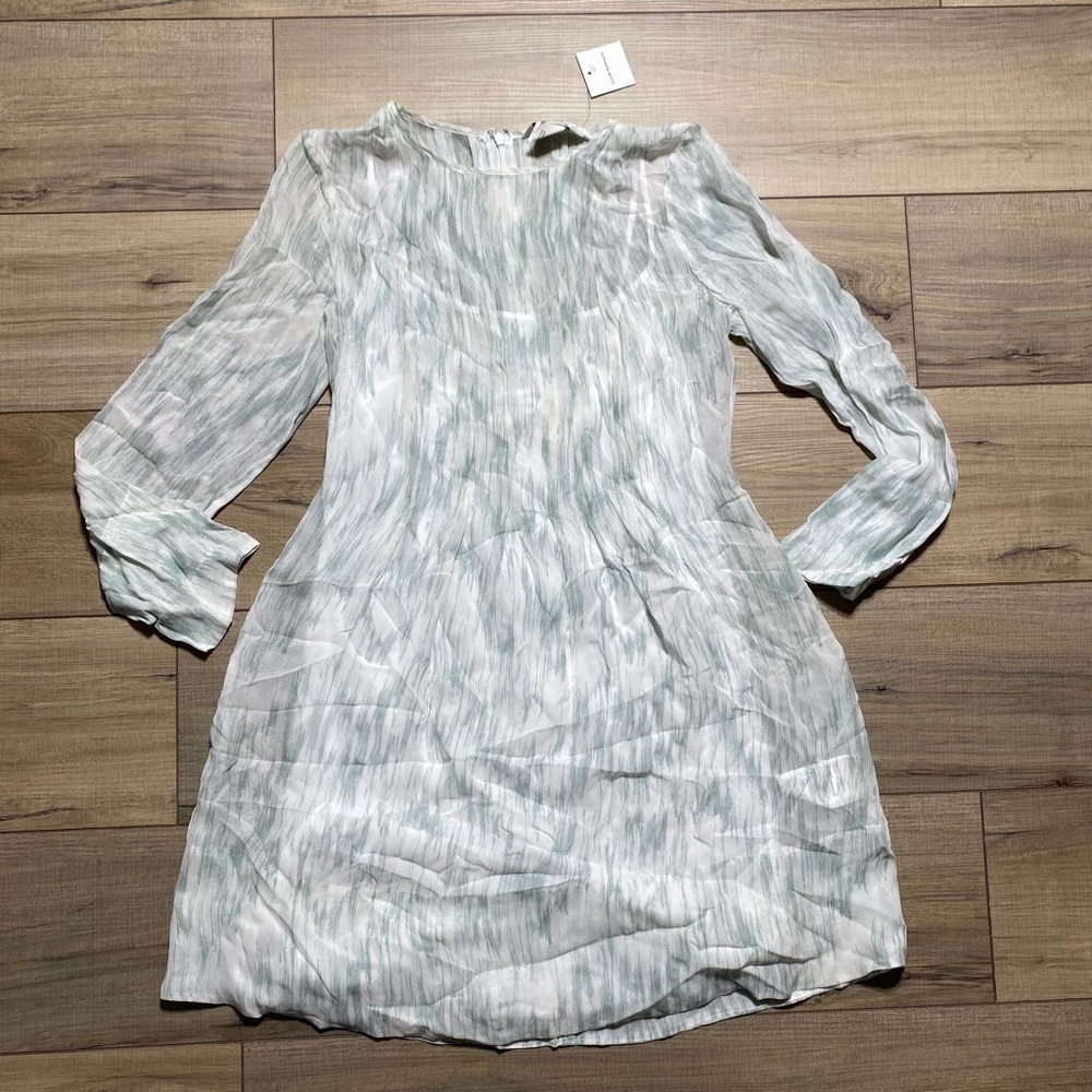 Club Monaco Womens Delaynee Silk Dress Size 2 Light Cream‎ And Mint